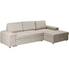 Beliani Išskleidžiama kampinė sofa HRISEY, 3 vietų, sintetinis linas, smėlio spalvos, kairinė