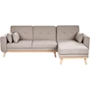 Beliani Išskleidžiama kampinė sofa KAARINA, smėlio spalvos, kairinė