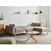 Beliani Išskleidžiama kampinė sofa KAARINA 3 vietų šviesiai ruda kairinė