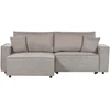 Beliani Išskleidžiama kampinė sofa KARILA, 3 vietų, smėlio spalvos, su patalynės dėže, dešininė