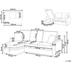 Beliani Išskleidžiamas trijų vietų kampinė sofa NASSJO, sintetinis linas, pilka, dešininė