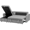 Beliani Išskleidžiamas trijų vietų kampinė sofa NASSJO, sintetinis linas, pilka, dešininė