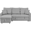 Beliani Išskleidžiamas trijų vietų kampinė sofa NASSJO, sintetinis linas, pilka, dešininė