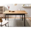 Beliani Išskleidžiamas valgomojo stalas HOUSTON šviesiai rudas/juodas 120/150 cm 90 cm pušies mediena