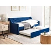 Beliani Ištraukiama veliūrinė lova „MONTARGIS“, 90 x 200 cm, tamsiai mėlyna