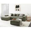 Beliani Kampinė sofa LUNGO 4 asmenims, aksominis audinys, žalia, su otomanu, dešininė
