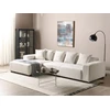 Beliani L formos kampinė sofa LUNGO Velvetinis audinys Kreminė spalva Dešininė