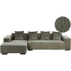 Beliani L formos kampinė sofa LUNGO, velvetinis, žalia, dešininė