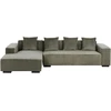 Beliani L formos kampinė sofa LUNGO, velvetinis, žalia, dešininė