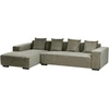 Beliani L formos kampinė sofa LUNGO, velvetinis, žalia, dešininė