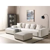 Beliani LUNGO 4 vietų kampinė sofa, velvetas, kreminė balta, dešininė