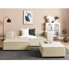 Beliani Modulinė 2 vietų sofa APRICA iš sintetinio lino, bežinė su otomanu, dešininė