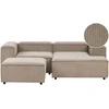 Beliani Modulinė 3 vietų kairinė sofa ARDAL šviesiai ruda su otomanu iš velveto