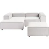 Beliani Modulinė 3 vietų sofa ARDAL dešininė, kreminės spalvos velvetinė su otomanu