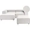 Beliani Modulinė 3 vietų sofa ARDAL dešininė, kreminės spalvos velvetinė su otomanu