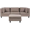 Beliani Modulinė 3 vietų sofa UNSTAD, ruda su pufu