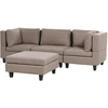 Beliani Modulinė 3 vietų sofa UNSTAD, ruda su pufu