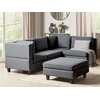 Beliani Modulinė 4 vietų sofa UNSTAD kairinė tamsiai pilka su pufu