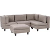 Beliani Modulinė 4 vietų sofa UNSTAD kairinė ruda su pufu