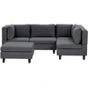 Beliani Modulinė 4 vietų sofa UNSTAD kairinė tamsiai pilka su pufu