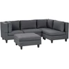 Beliani Modulinė 4 vietų sofa UNSTAD kairinė tamsiai pilka su pufu