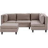 Beliani Modulinė 4 vietų sofa UNSTAD kairinė ruda su pufu