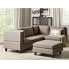 Beliani Modulinė 4 vietų sofa UNSTAD kairinė ruda su pufu