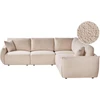 Beliani Modulinė 5 vietų kampinė sofa MESNALI, smėlio spalvos, kairinė