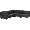 Beliani Modulinė 5 vietų sofa UNSTAD dešininė, juoda