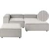 Beliani Modulinė kampinė sofa 2 asmenims ARDAL su otomane, velvetas, smėlio ir pilkšva, kairinė