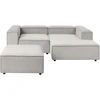 Beliani Modulinė kampinė sofa 2 asmenims ARDAL su otomane, velvetas, smėlio ir pilkšva, kairinė