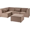 Beliani Modulinė kampinė sofa 4 asmenims LEMVIG, dešininė, smėlio spalvos velveto, su otomane