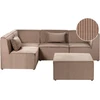 Beliani Modulinė kampinė sofa 4 asmenims LEMVIG, dešininė, smėlio spalvos velveto, su otomane
