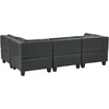Beliani Modulinė kampinė sofa 4 asmenims UNSTAD kairinė juoda ekologiška oda