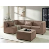 Beliani Modulinė kampinė sofa 4 asmenims LEMVIG, dešininė, smėlio spalvos velveto, su otomane