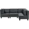 Beliani Modulinė kampinė sofa 4 asmenims UNSTAD kairinė juoda ekologiška oda
