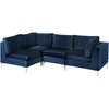 Beliani Modulinė kampinė sofa 4 asmenims EVJA, veliūrinė, tamsiai mėlyna, dešininė