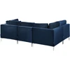 Beliani Modulinė kampinė sofa 4 asmenims EVJA, veliūrinė, tamsiai mėlyna, dešininė