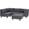 Beliani Modulinė kampinė sofa 4 asmenims UNSTAD dešininė tamsiai pilka su otomanu