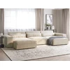 Beliani Modulinė kampinė sofa 4 asmenims HELLNAR su otomane, veliūrinė, šviesiai smėlio spalvos, kairinė