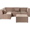 Beliani Modulinė kampinė sofa 4 asmenims LEMVIG, dešininė, smėlio spalvos velveto, su otomane