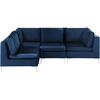 Beliani Modulinė kampinė sofa 4 asmenims EVJA, veliūrinė, tamsiai mėlyna, dešininė
