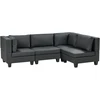 Beliani Modulinė kampinė sofa 4 asmenims UNSTAD kairinė juoda ekologiška oda