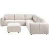 Beliani Modulinė kampinė sofa 5 asmenims „KIVVIK“ su pufu, „Bouclé“, balkšva, kairinė