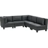 Beliani Modulinė kampinė sofa 5 asmenims UNSTAD kairinė, juoda, eko oda