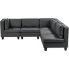Beliani Modulinė kampinė sofa 5 asmenims UNSTAD kairinė, juoda, eko oda