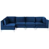 Beliani Modulinė kampinė sofa 5 asmenims EVJA, tamsiai mėlynas veliūras, dešininė
