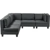 Beliani Modulinė kampinė sofa 5 asmenims UNSTAD, ekologiška oda, juoda, dešininė