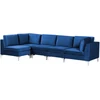 Beliani Modulinė kampinė sofa 5 asmenims EVJA, tamsiai mėlynas veliūras, dešininė