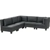 Beliani Modulinė kampinė sofa 5 asmenims UNSTAD, ekologiška oda, juoda, dešininė
